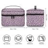 Pink Purple Leopard Print Makeup Bag Cosmetic Bag Portable Synthetic Leather Makeup Travel Pouch Toiletry Bag with Handle for Women view 2