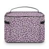 Pink Purple Leopard Print Makeup Bag Cosmetic Bag Portable Synthetic Leather Makeup Travel Pouch Toiletry Bag with Handle for Women view 3