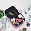 Pink Purple Leopard Print Makeup Bag Cosmetic Bag Portable Synthetic Leather Makeup Travel Pouch Toiletry Bag with Handle for Women view 4