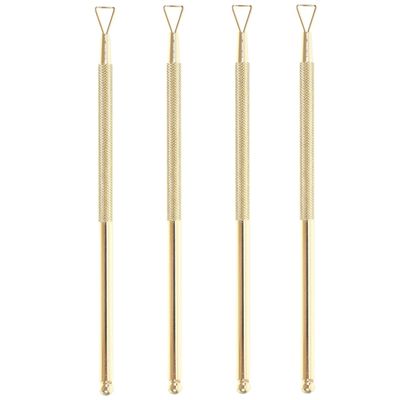 Kichvoe 4 Pcs Golden Nail Cuticle Pusher and Scraper Set Stainless Steel for Gel Polish Removal Cuticle Trimmer Tool for Manicure and Nail Art Home or Salon