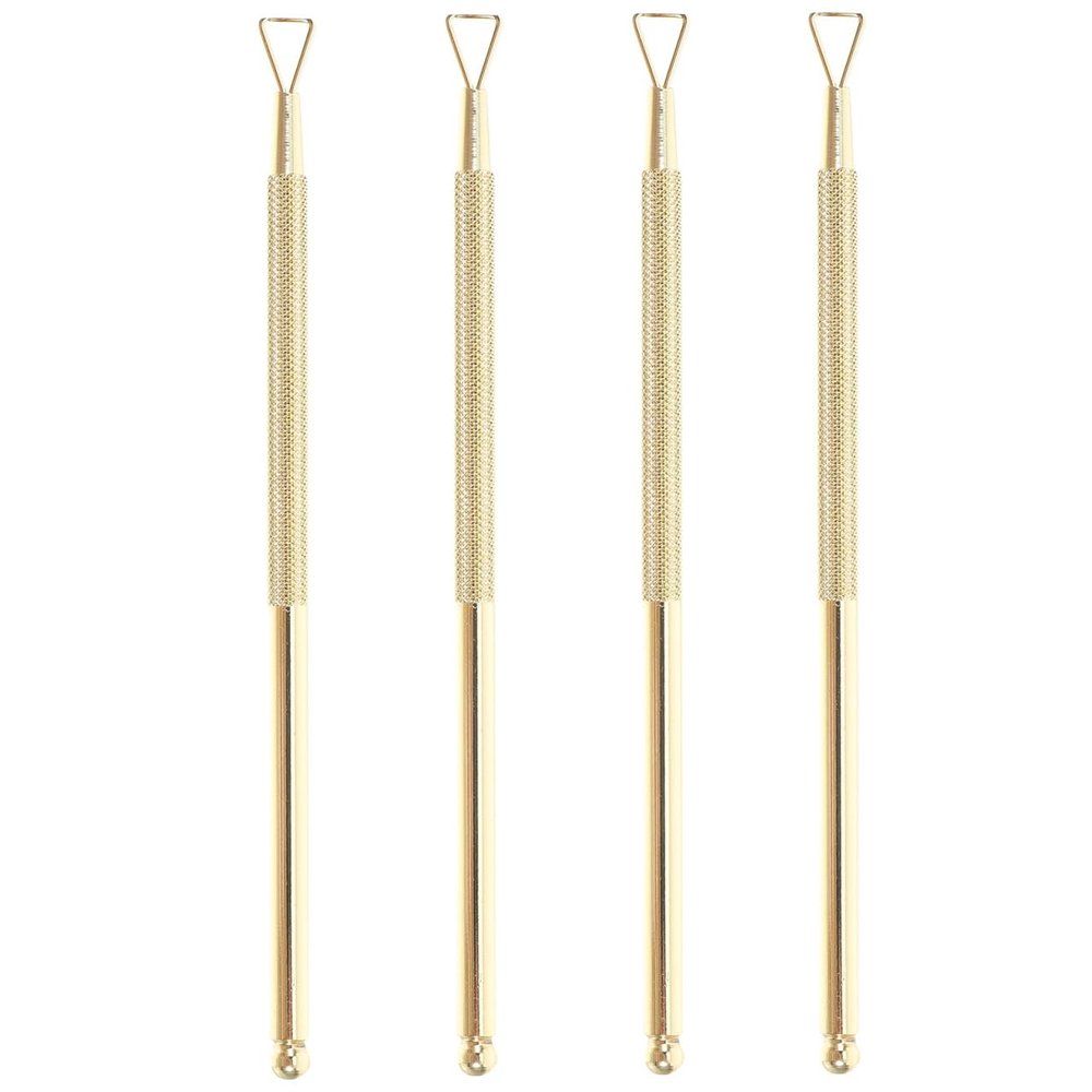 Kichvoe 4 Pcs Golden Nail Cuticle Pusher and Scraper Set Stainless Steel for Gel Polish Removal Cuticle Trimmer Tool for Manicure and Nail Art Home or Salon