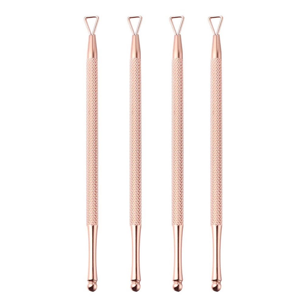 Kichvoe Cuticle Remover 4 Pcs Nail Polish Remover Triangle Cuticle Pusher Stainless Steel Manicure Tool Nail Polish Peeler Scraper for Fingernail and Toenail Rose Gold Cuticle Trimmer