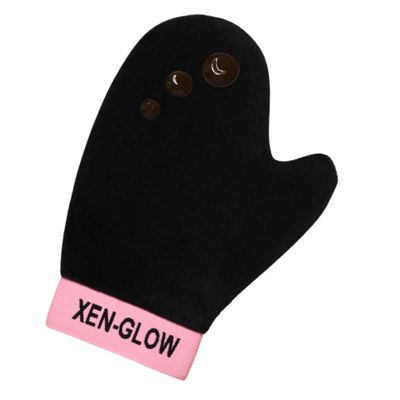 XEN-GLOW Self Tanning Mitt Applicator with Elastic Wrist for Face and Body - Ultra Soft Velvet Self Tanner Mitt Glove with Thumb for Streak Free & Even Coverage - Waterproof Tanning Glove - Black