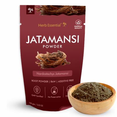 Herb Essenial 3.52 Ounce 100% Natural Jatamansi Root Powder, Nardostachys Jatamansi, Natural Spikenard for Hair, Ultra Cleaned, Vegan, Non-GMO - 100 g (Pack of 1)