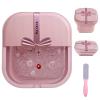 VIVIYA Collapsible Foot Bath Spa with heat and Massage Rollers, Foldable Foot Soak Tub with Bubbles Jets and LED light, Pedicure Foot Spa Massager with Foot Scrubber for Home Use (Pink) view 1