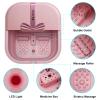 VIVIYA Collapsible Foot Bath Spa with heat and Massage Rollers, Foldable Foot Soak Tub with Bubbles Jets and LED light, Pedicure Foot Spa Massager with Foot Scrubber for Home Use (Pink) view 3