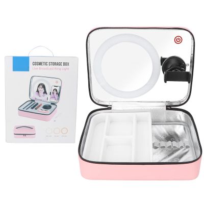 LED Illuminated Mirror Makeup Case Live Makeup Case Portable Cosmetic Carry Makeup Organizer Storage Case Portable Artist Storage Bag Travel Makeup Train Case