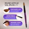 Pure Kolinsky Hair Acrylic Nail Brush - Round Shape Black Ferrule with Purple Wood Handle (Size 18) view 2