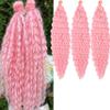 18 inch Ocean Wave Crochet Hair Deep Twist Crochet Hair Extensions Curly Braiding Hair 3 packs Long Wavy Water Braids For Women Synthetic Crochet Braid Hair (18 inch, Pink) view 1