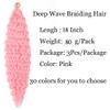 18 inch Ocean Wave Crochet Hair Deep Twist Crochet Hair Extensions Curly Braiding Hair 3 packs Long Wavy Water Braids For Women Synthetic Crochet Braid Hair (18 inch, Pink) view 2
