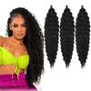 18 inch Ocean Wave Crochet Hair Deep Twist Crochet Hair Extensions Curly Braiding Hair 3 packs Long Wavy Braids For Women Synthetic Crochet Braid Hair (18 inch, Natural Black) view 1