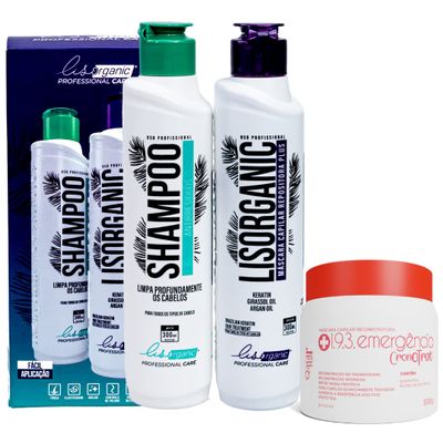 TROIA COSMTICOS I Kit Lisorganic Innovative Keratin Treatment 2x 10.14 I Perfect Hair Straightener I Hair Mask 17.63 oz I Cruelty Free I Shine I Reduces Volume I Suitable for All Hair Types I 3 Items (Lisorganic + Reconstruction Mask Emergency)