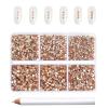 Beadsland 7200pcs Flatback Rhinestones,Champagne Rhinestone Nail Gems Round Crystal Rhinestones for Crafts,Mixed 6 Sizes with Wax Pencil Kit, SS3-SS10,Light Peach view 1