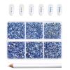 Beadsland 7200pcs Flatback Rhinestones,Light Blue Rhinestone Nail Gems Round Crystal Rhinestones for Crafts,Mixed 6 Sizes with Wax Pencil Kit, SS3-SS10,Light Sapphire view 1