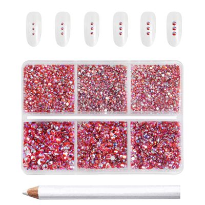 Beadsland 7200pcs Flatback Rhinestones,Orange AB Rhinestone Nail Gems Round Crystal Rhinestones for Crafts,Mixed 6 Sizes with Wax Pencil Kit, SS3-SS10,Hyacinth AB