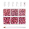 Beadsland 7200pcs Flatback Rhinestones,Orange AB Rhinestone Nail Gems Round Crystal Rhinestones for Crafts,Mixed 6 Sizes with Wax Pencil Kit, SS3-SS10,Hyacinth AB view 1