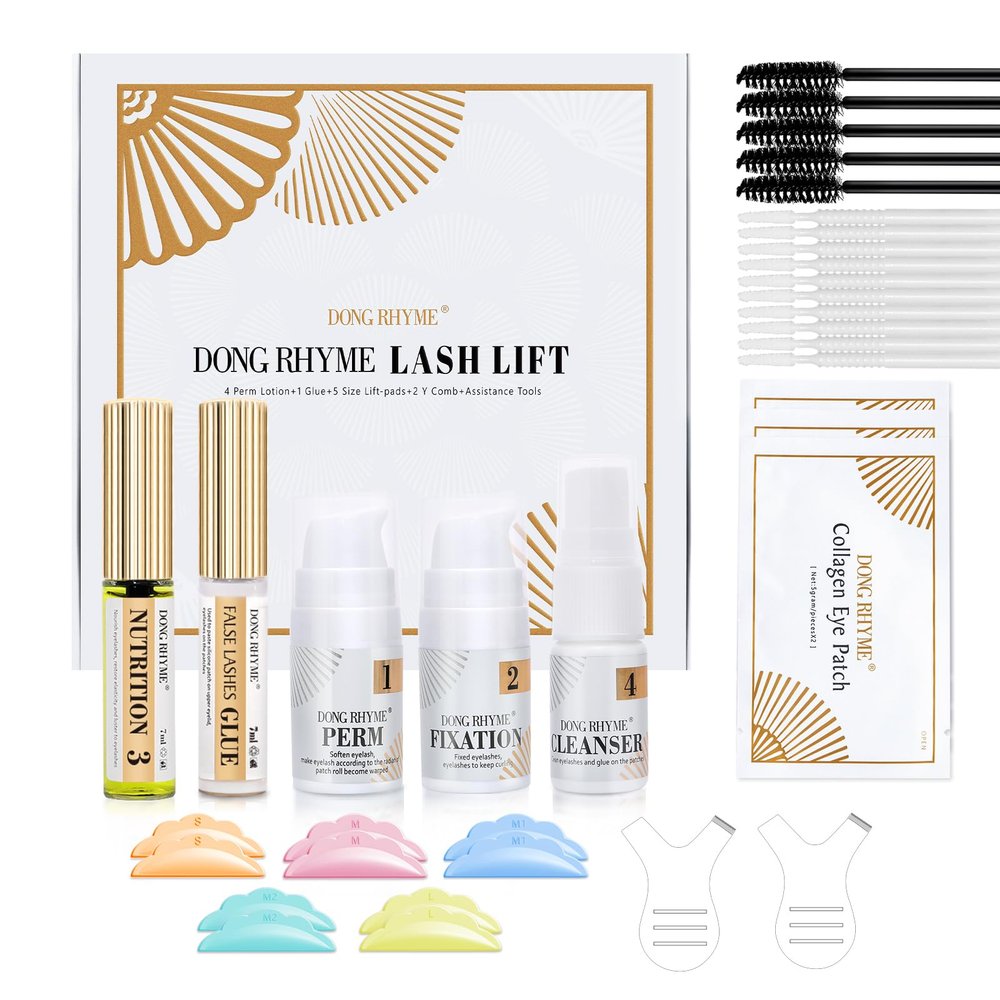Lash Lift Kit - 2 in 1 Eyelash Perm Kit, Professional Instant Eyelash Lift Kit, Semi-Permanent Lash Curling Brow Lamination Kit, Salon Result for a Supermodel Look at Home Use by Dong Rhyme