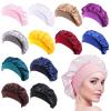 Tergy 12pcs Satin Bonnet Caps for Women Solid Color Hair Bonnets for Sleeping Elastic Band Bonnet Hats for Black Women Hair Care view 1