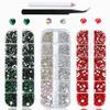 HUETFAT 7200pcs Nail Art Rhinestones Kit Gems Ab Flatback Rhinestones Gems Stones, with Storage Organizer Box/Wax Pencil/Tweezers 6 Sizes for Nail Art Craft (Red Green Crystal AB Clear) view 1