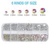 HUETFAT 7200pcs Nail Art Rhinestones Kit Gems Ab Flatback Rhinestones Gems Stones, with Storage Organizer Box/Wax Pencil/Tweezers 6 Sizes for Nail Art Craft (Red Green Crystal AB Clear) view 2