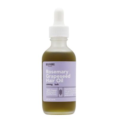 Belfiore Herbal Organic Rosemary Grapeseed Oil, 100% Natural Hair Growth, Vitamins & Essential Oils Protects Strengthens, Cruelty-Free, 2oz