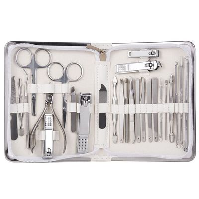 TONECY Nail Clipper Professional Grooming Kit Pedicure Kit Nail Cutter Tools with Luxurious Travel Case Manicure Scissors Makeup (Color : 26pcs Withe)