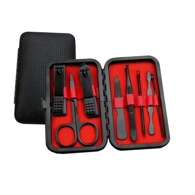 TONECY Nail Clippers Professional Pedicure Scissors Set Cuticle Eagle Hook Tweezers Manicure Nail Cutter Tool Set (Color : Red 8pcs)