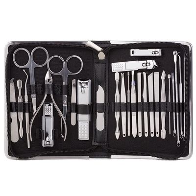 TONECY Nail Clipper Professional Grooming Kit Pedicure Kit Nail Cutter Tools with Luxurious Travel Case Manicure Scissors Makeup (Color : 26pcs Black)