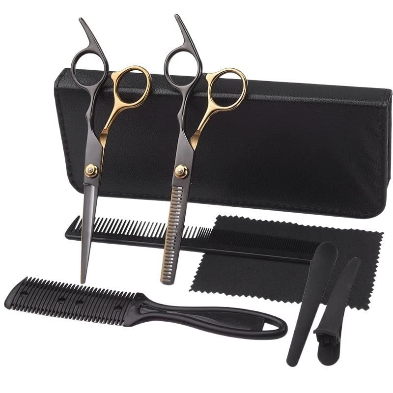 GANYUU Hair Scissor Hairdressing Cutting Thinning Barber Scissor Set Hair Cutting Salon Hair Shears Home Use for Man Woman (Color : 6.0 8set hj)