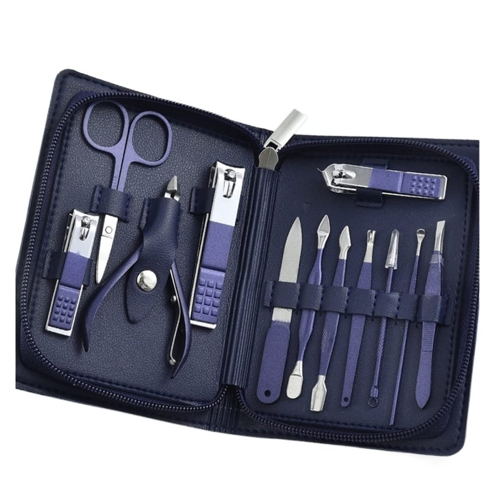 TONECY Nail Clipper Set Household Blue Nail Scissors Tweezer Pedicure Kits Professional Nails Art Kit Manicure Tool Beauty Set (Color : 12Pcs)