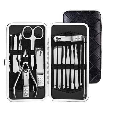 GANYUU 4-23 Pcs Professional Nail Cutter Pedicure Scissors Set Stainless Steel Eagle Hook Portable Manicure Nail Clipper Tool Set (Color : Dark Grey)