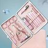 TONECY Rose Gold Professional Manicure Set Stainless Steel Pedicure Set,Nose Hair Scissors,Eyebrow Razor Family Foot Hand Care Set (Color : 10pcs) view 3