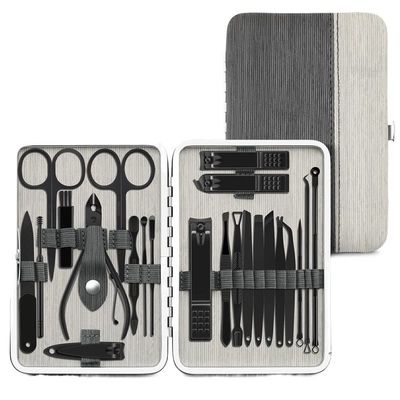 GANYUU 4-23 Pcs Professional Nail Cutter Pedicure Scissors Set Stainless Steel Eagle Hook Portable Manicure Nail Clipper Tool Set (Color : Brown)
