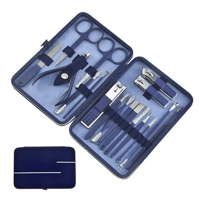 CYSUE Nail Clippers Professional Pedicure Scissors Set Cuticle Eagle Hook Tweezers Manicure Nail Cutter Tool Set (Color : Blue 18pcs)