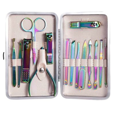 MAALYA 4-16PCS Professional Manicure Pedicure Set for Nail Tips Cutter Stainless Steel Nail Clipper Eagle Hook Tools Kit for Nail Art (Color : 15pcs Color)