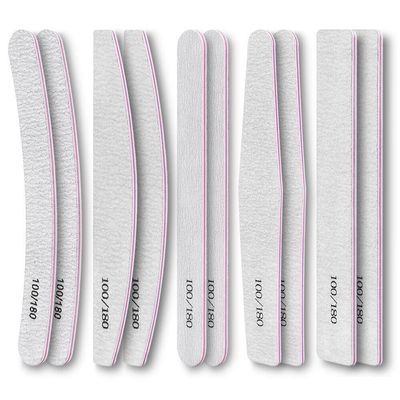 GANYUU Nail File Double Side Sanding Buffer Block Set Nail Sanding Blocks Grinding Polishing Sandpaper Nail Files for UV Gel Polish (Color : 10pcs-Mix)