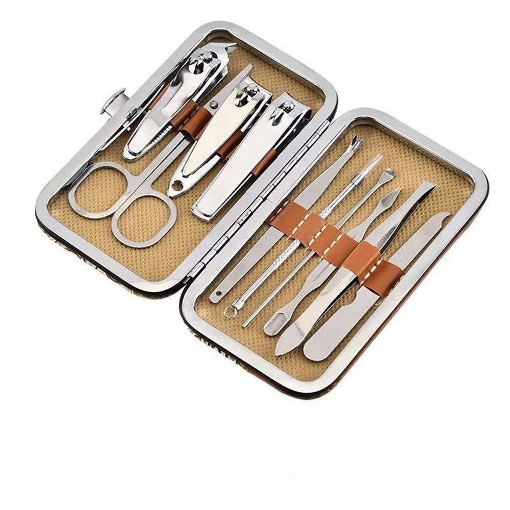 CYSUE 10 in 1 Stainless Steel Tweezer Nail Art Clipper Scissors Tweezer Knife Manicure Nail Art Cutter Pedicure Manicure Tools