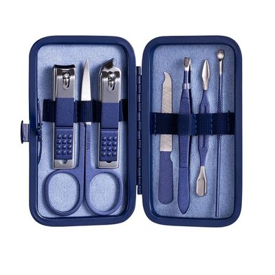 CYSUE 18/15/12/10/7/4pcs Nail Clippers Set Professional Stainless Steel Nail Scissors Tweezers Ear Spoon Acne Needle Tool Manicure Set (Color : 7 pcs Blue)