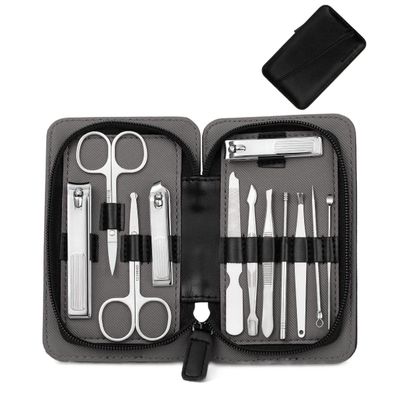 GANYUU 4-23 Pcs Professional Nail Cutter Pedicure Scissors Set Stainless Steel Eagle Hook Portable Manicure Nail Clipper Tool Set (Color : Black White)