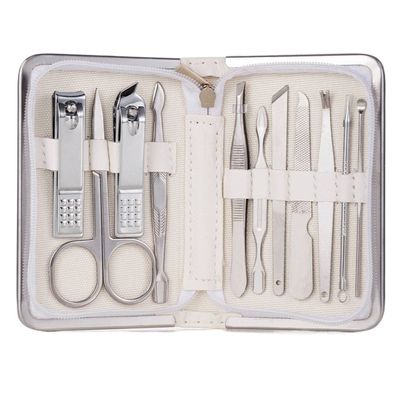 FULNES 11-26 Pcs Professional Nail Clippers Manicure Set Stainless Steel Nail Cutter Scissor Cuticle Nipper Nail Tools Set (Color : 11pcs White)