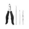 FULNES Pedicure Set Toe Nail Clippers Ingrown Toenails Nippers Cutters Dead Skin Dirt Remover Stainless Steel Manicure Cutters Tools (Color : 4pcs Black) view 1