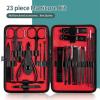 GANYUU 4-23PCS Professional Nail Clipper Pedicure Manicure Set Stainless Steel Cuticle Scissor Pusher Tweezer Nail File Nail Cutter Set (Color : 7PCS Blue) view 2
