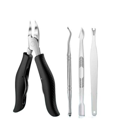 GANYUU 2/4/7Pcs/set Ingrown Toenail Manicure Kit Ingrown Toenail Removal Correction Clippers Nail Corrector Foot Pedicure Tool (Color : 4pcs-Black)