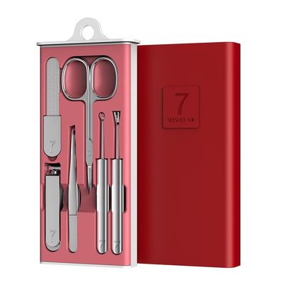 CYSUE 4-23 Pcs Professional Nail Cutter Pedicure Scissors Set Stainless Steel Eagle Hook Portable Manicure Nail Clipper Tool Set (Color : Wine Red)
