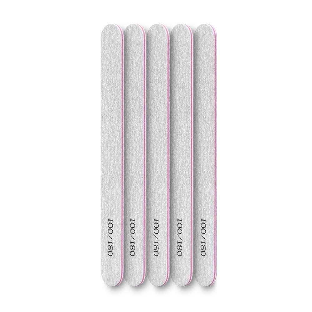 MAALYA Nail File Double Side Sanding Buffer Block Set Nail Sanding Blocks Grinding Polishing Sandpaper Nail Files for UV Gel Polish (Color : 5 pcs-A)