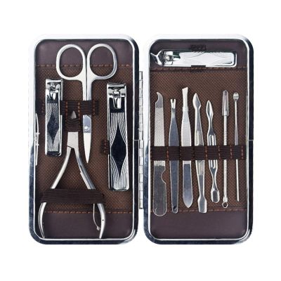 CYSUE 12 pcs Manicure Set Tool Multi-Function Nail Tool Stainless Steel Nail Trim Nail Clippers Scissors Tweezers Tool