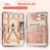 FULNES Nail Cutter Pedicure Scissors Set Stainless Steel Eagle Hook Portable Manicure Nail Clipper Tool Set Makeup (Color : 18pcs-Pink) view 2