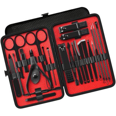MAALYA Stainless Steel Manicure Set Pedicure kit Scissor Tweezer Ear Pick Utility Toe Nail Clipper Facial Care Tool (Color : 23 Pieces)