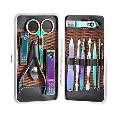 MAALYA 4-16PCS Professional Manicure Pedicure Set for Nail Tips Cutter Stainless Steel Nail Clipper Eagle Hook Tools Kit for Nail Art (Color : 12pcs Color)