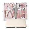GANYUU Rose Gold Professional Manicure Set Stainless Steel Pedicure Set,Nose Hair Scissors,Eyebrow Razor Family Foot Hand Care Set (Color : Pink) view 1